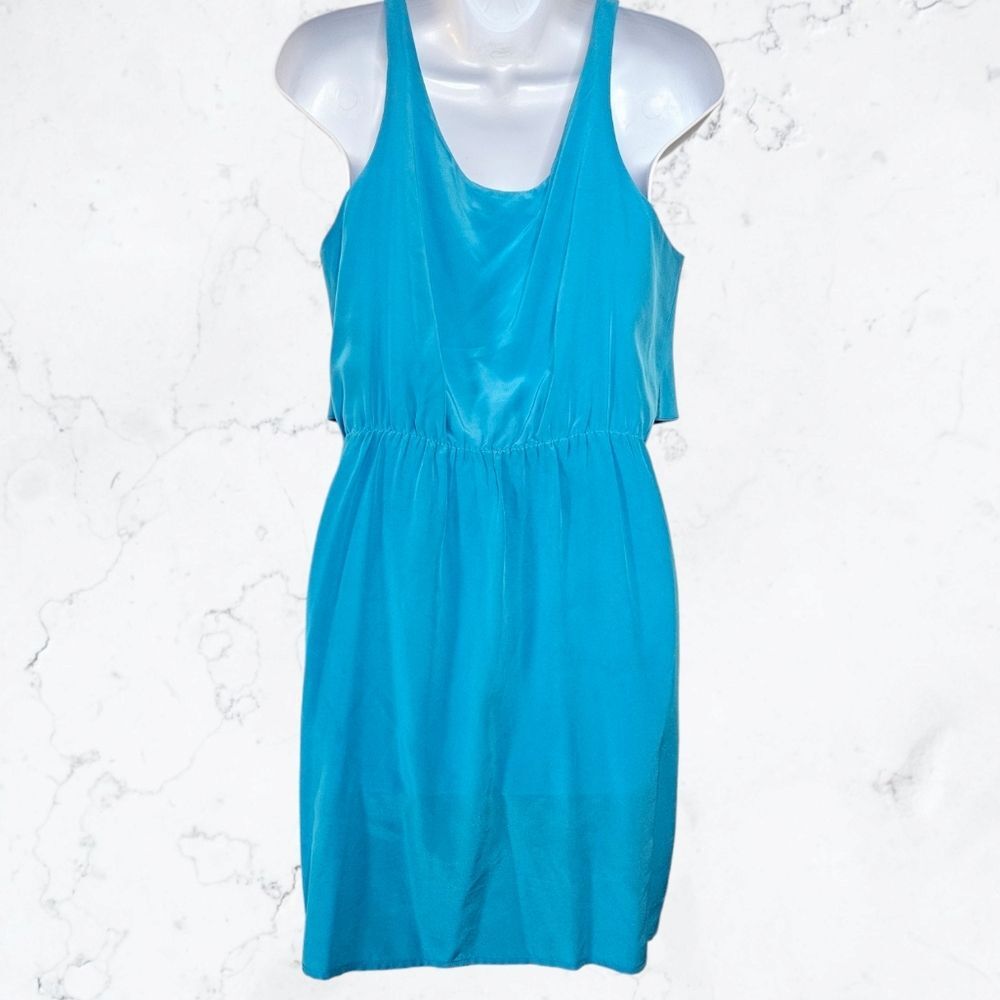 Amanda Uprichard Bright Blue Silk Lightweight Ruffle Summer Dress - Picture 5 of 8